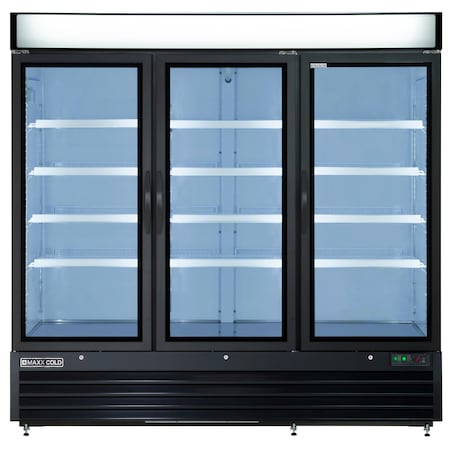 Maxx Cold Refrigerator 72 cu.ft., 3 Door, Comm. Merchandiser, Black/Glass MXM3-72RB